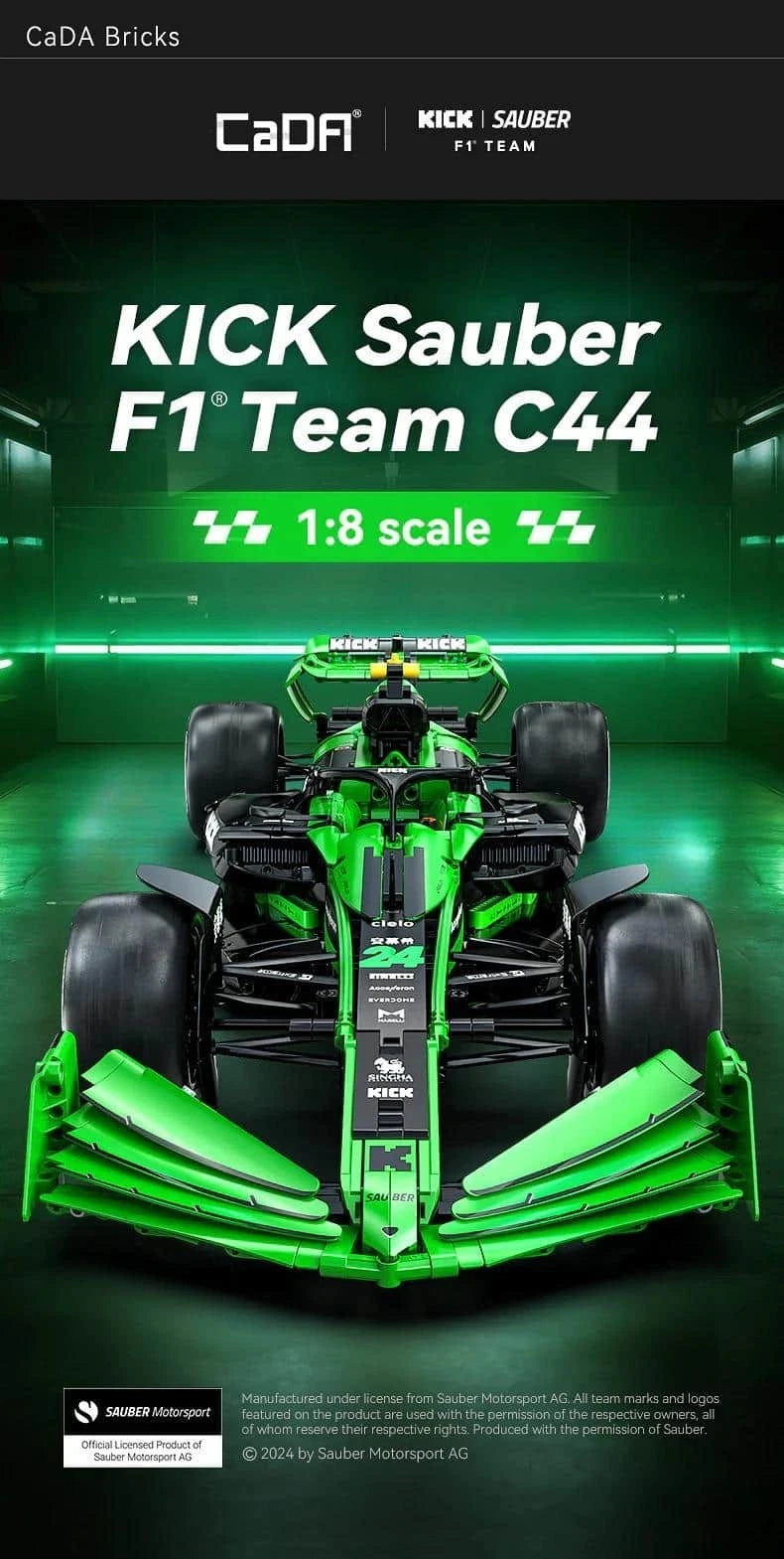 CADA C64010W "KICK SAUBER F1 Team" Technic Klemmbausteine Bauset NEU & OVP